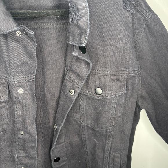 Black Distressed Denim Jacket - Picture 5 of 10